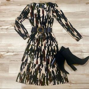 NWT TRUTH by REPUBLIC MIDI TIERD CAMO DRESS